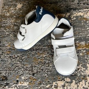 Toddler boys white Falcotto sneakers size 25 white and navy